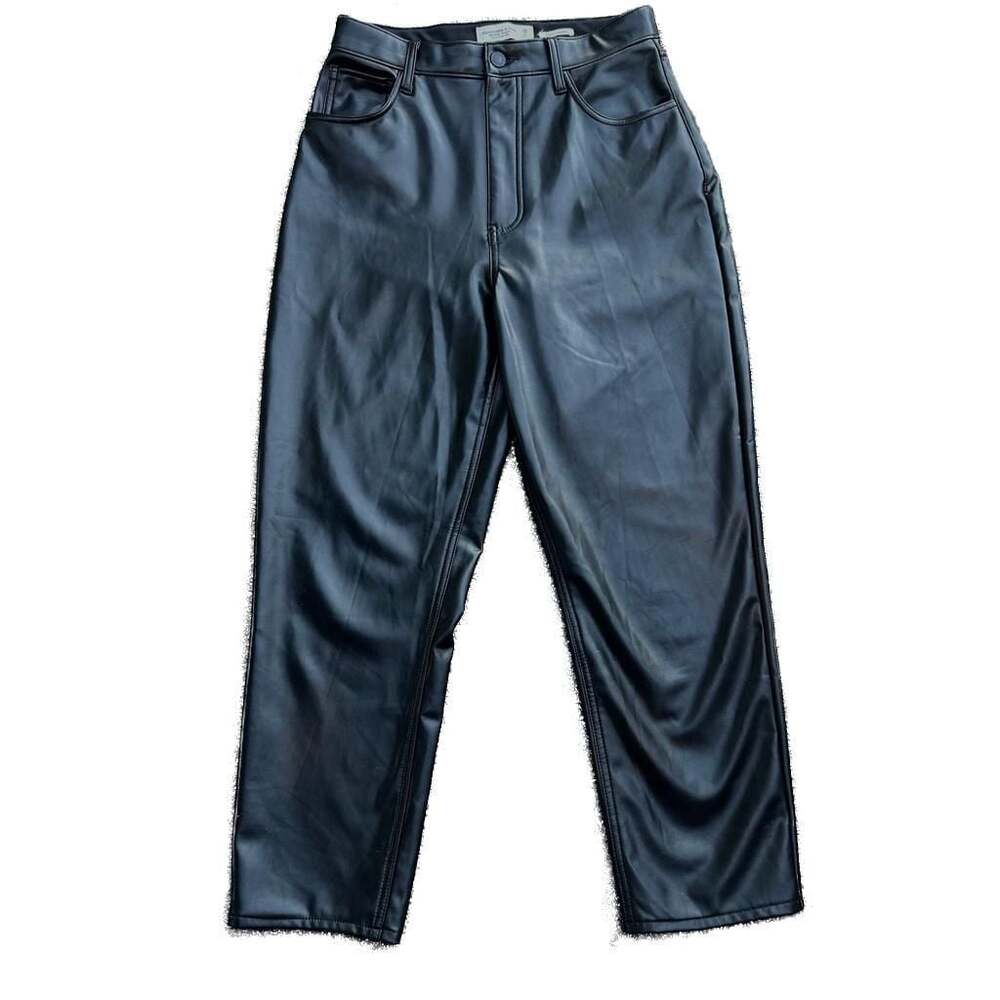 Abercrombie & Fitch Vegan Leather Ankle Straight Ultra High Rise Pants Size 28/6